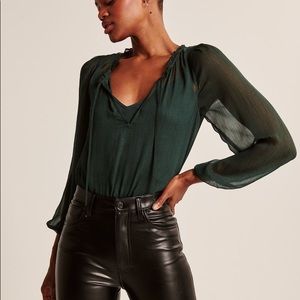 Abercrombie & Fitch Long Sleeve Tie Front Chiffon Top